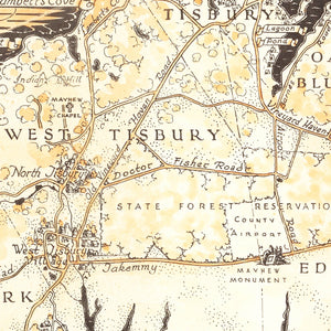 Vintage Map of Martha's Vineyard, 1954
