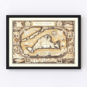 Vintage Map of Martha's Vineyard, 1954