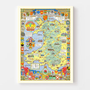 Vintage Map of Wales, 1966