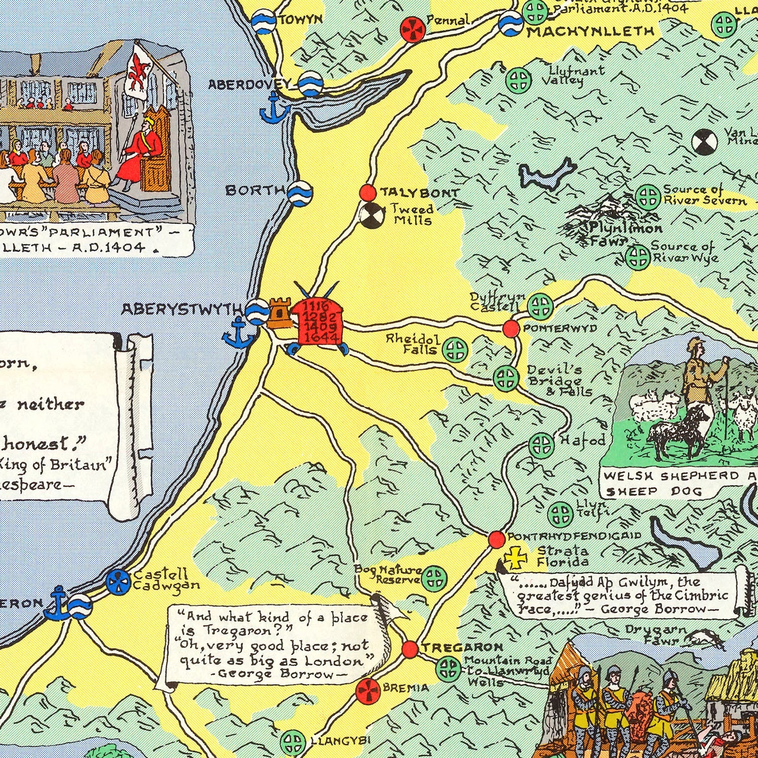 Vintage Map of Wales, 1966