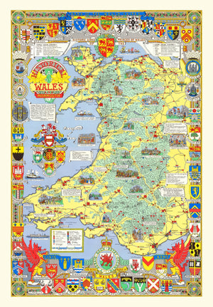 Vintage Map of Wales, 1966