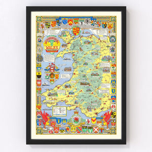 Vintage Map of Wales, 1966