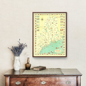 Vintage Map of Maine 1934