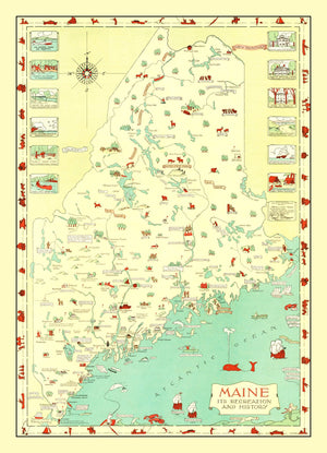 Vintage Map of Maine 1934