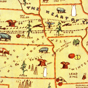Vintage Map of Gifts of Nature to America, 1934