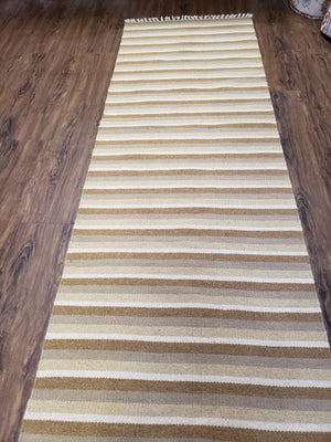 Striped Runner Rug, Flatweave Runner Rug, Hallway Runner, 15 ft Carpet Runner for Hall, Earth Tone Colors, Handmade Hand Woven Farmhouse Rug
