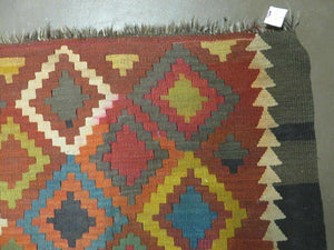 7' X10' Antique Afghan Kilim Handmade Flat Weave Wool Rug Vegy Organic Colorful