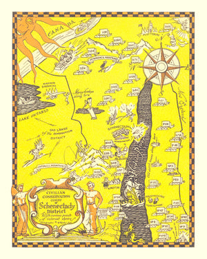 Vintage Map of Civilian Conservation Corp Schenectady District, 1937