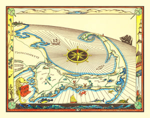 Vintage Map of Cape Cod, 1938