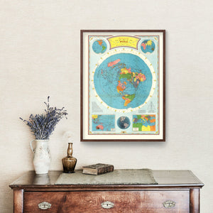 Vintage Air Age Map of The World 1946