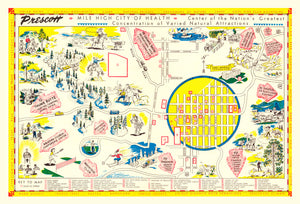 Vintage Map of Prescott, Arizona 1950