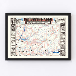 Vintage Map of Forest County, California 1957