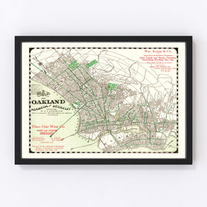 Vintage Map of Oakland, California 1906