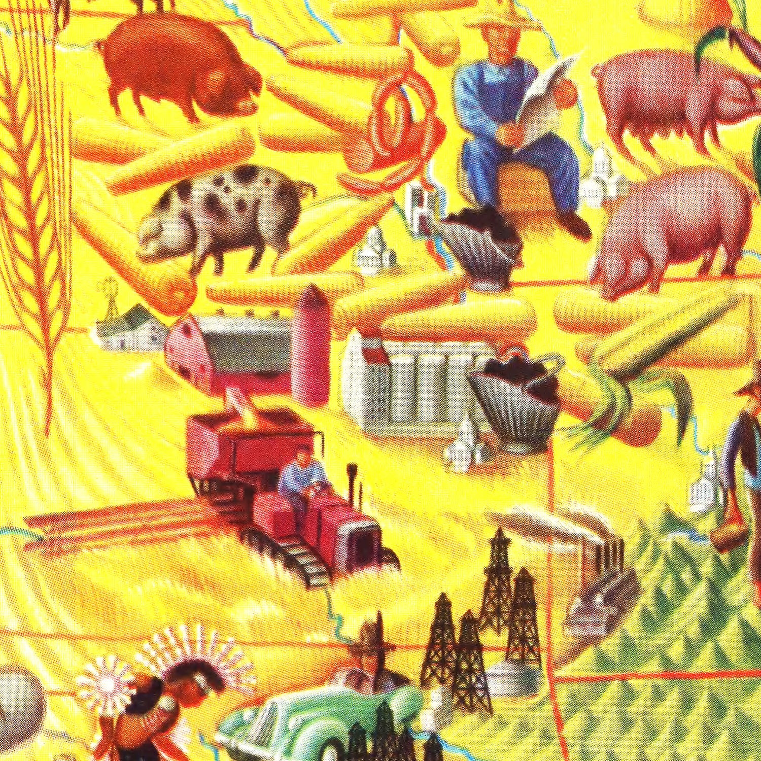 Vintage Pictorial Map of the United States, 1940