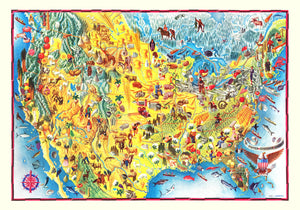 Vintage Pictorial Map of the United States, 1940
