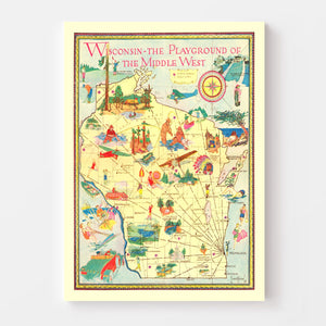 Vintage Map of Wisconsin 1929