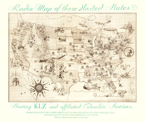 Vintage Radio Map of the United States, 1922