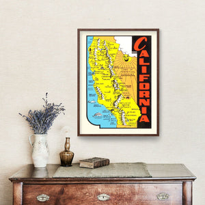 Vintage Map of California 1950