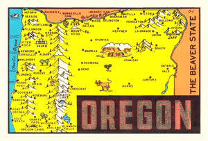 Vintage Map of Oregon 1960