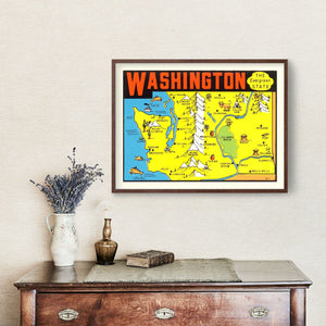 Vintage Map of Washington 1950
