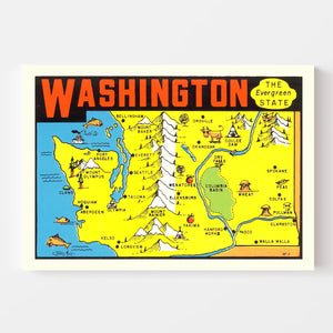 Vintage Map of Washington 1950