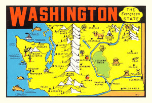 Vintage Map of Washington 1950