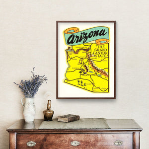Vintage Map of Arizona 1950