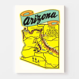 Vintage Map of Arizona 1950