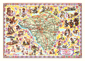 Vintage Map of Lancaster County, Pennsylvania 1955