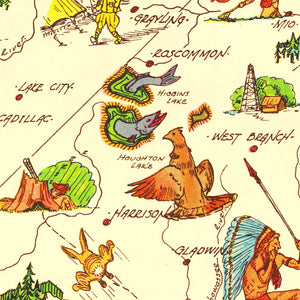 Vintage Map of Michigan 1940