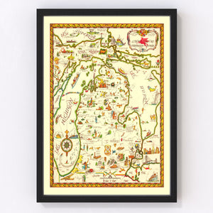 Vintage Map of Michigan 1940