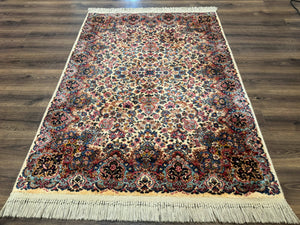 Karastan Ivory Kirman Rug 4x6, Floral Kirman #759, Wool Pile, Vintage, Original 700 Series