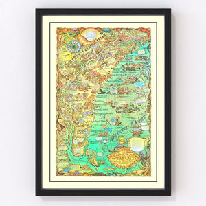 Vintage Map of The Grand Strand of South Carolina, 1972