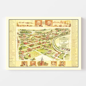 Vintage Map of Greenfield Village, 1951