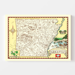 Vintage Map of Arkansas 1938