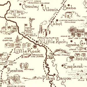 Vintage Map of Arkansas 1938