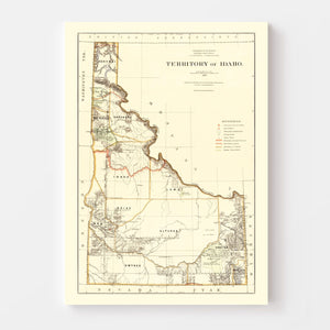 Vintage Map of Idaho 1876