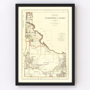 Vintage Map of Idaho 1876