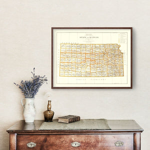 Vintage Map of Kansas 1876