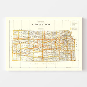 Vintage Map of Kansas 1876