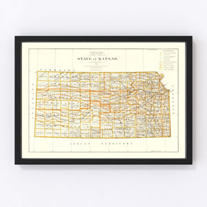 Vintage Map of Kansas 1876