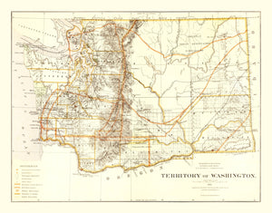 Vintage Map of Washington 1876