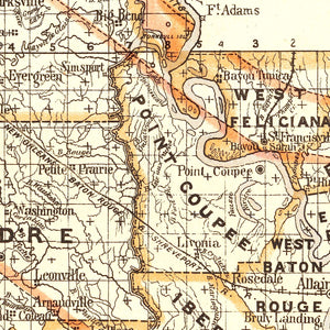 Vintage Map of Louisiana 1876