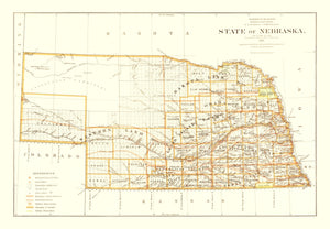 Vintage Map of Nebraska 1876