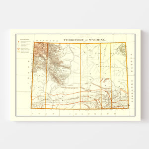 Vintage Map of Wyoming 1876