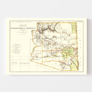 Vintage Map of Arizona 1876