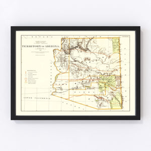 Vintage Map of Arizona 1876