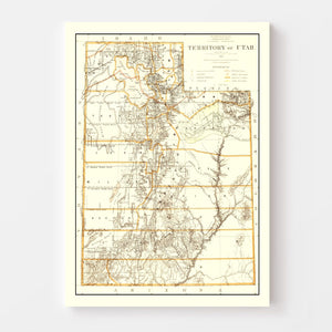 Vintage Map of Utah 1876
