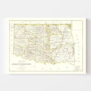 Vintage Map of Oklahoma 1876