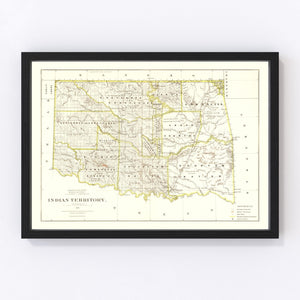 Vintage Map of Oklahoma 1876